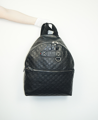 Rubber Backpack, £795, Handbags, Black, Leather, Front view